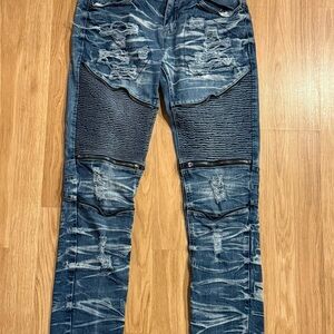 EUC CJ Black Men’s Skinny Flex Distresses Acid  Wash Jeans - Blue - 30x32